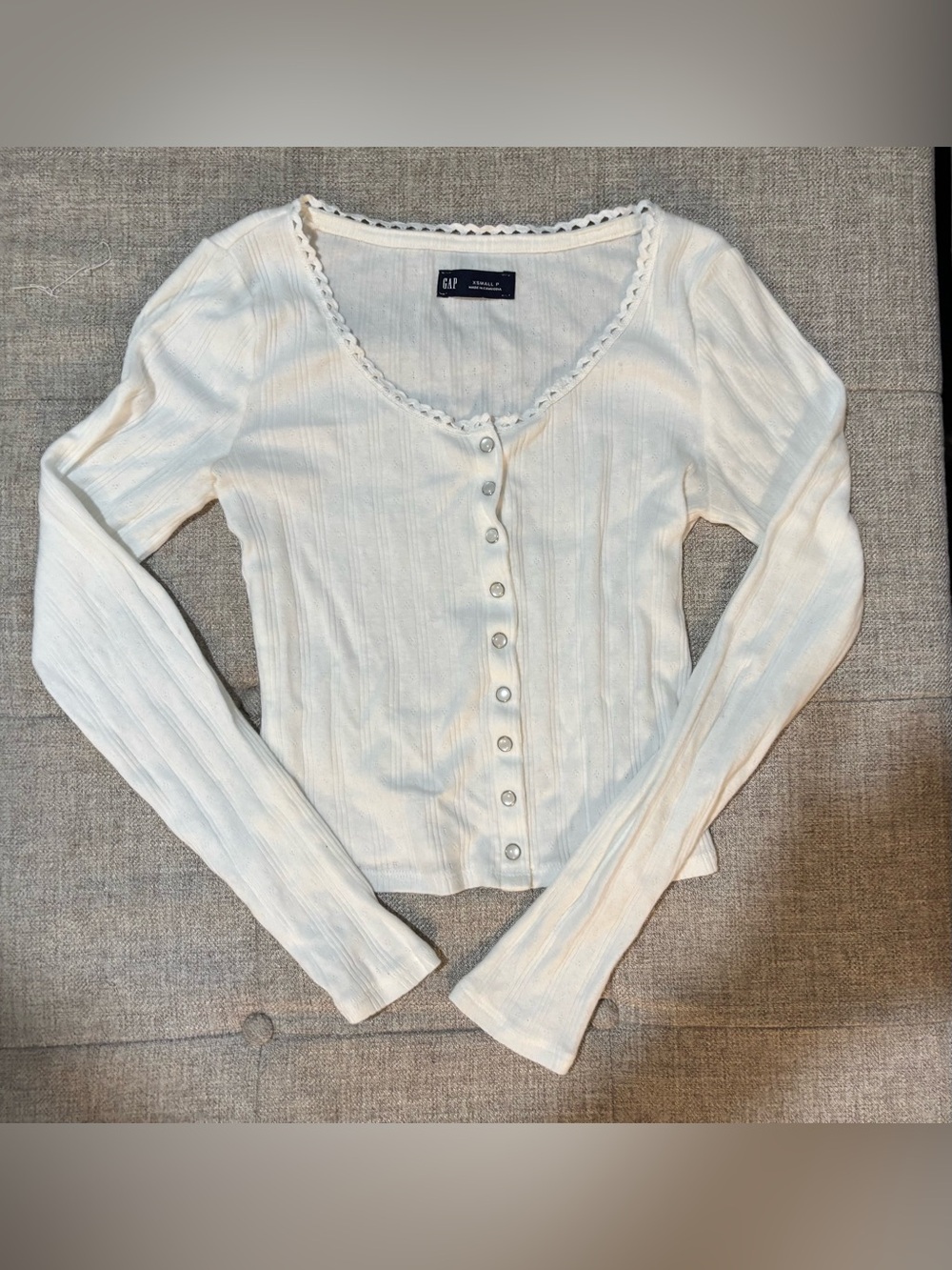 GAP Cropped Pointelle Cardigan New Off White XS Petite